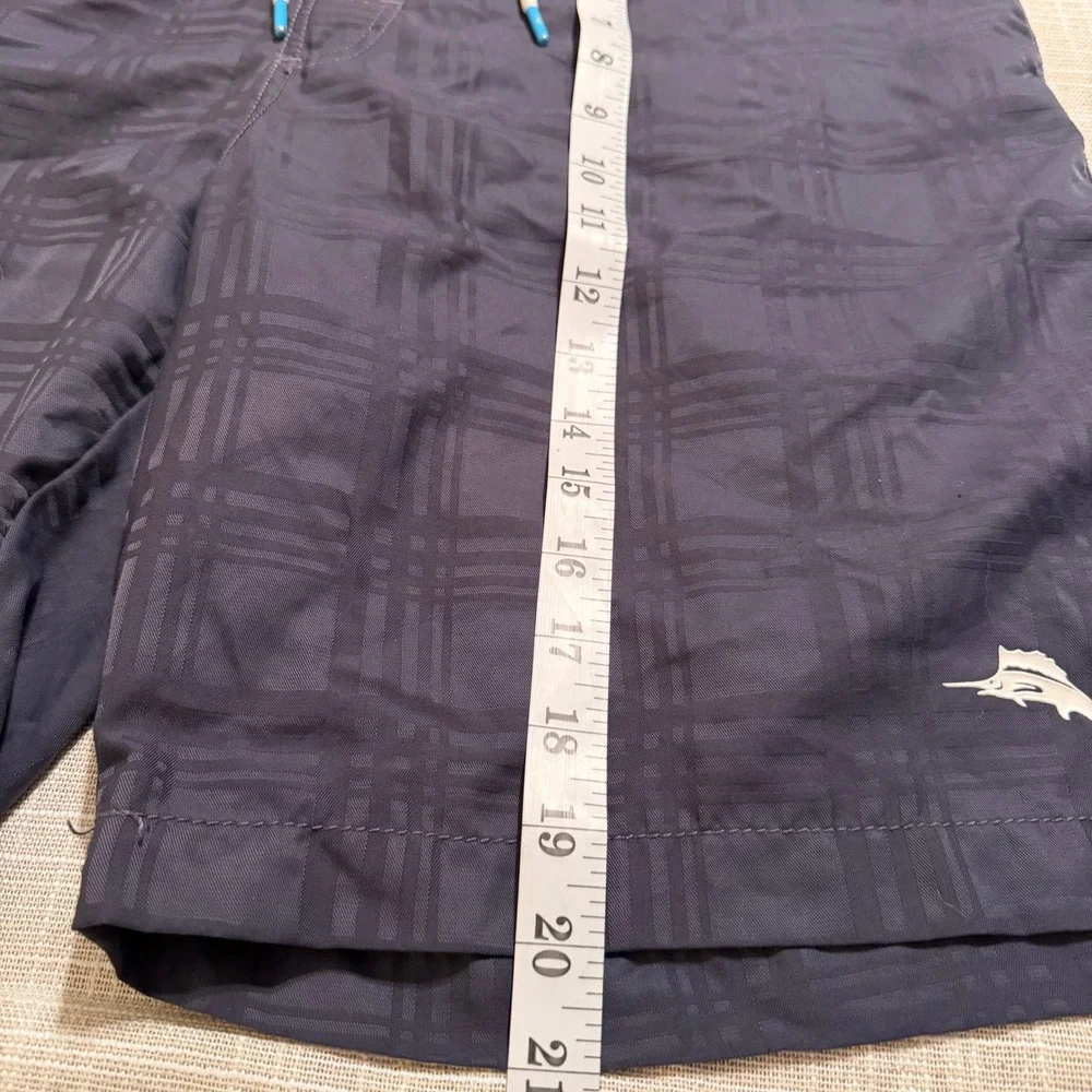 Tommy Bahama Mens XL Gray Tonal‎ Plaid Mesh Lined Swim Trunks Board Shorts